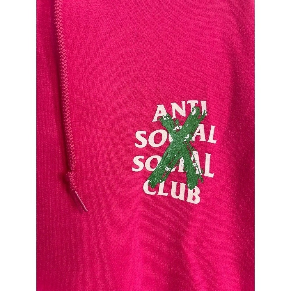 Anti Social Social Club Cancelled Hoodie Pink Green Rare Graphic Sweatshirt S - Picture 3 of 8
